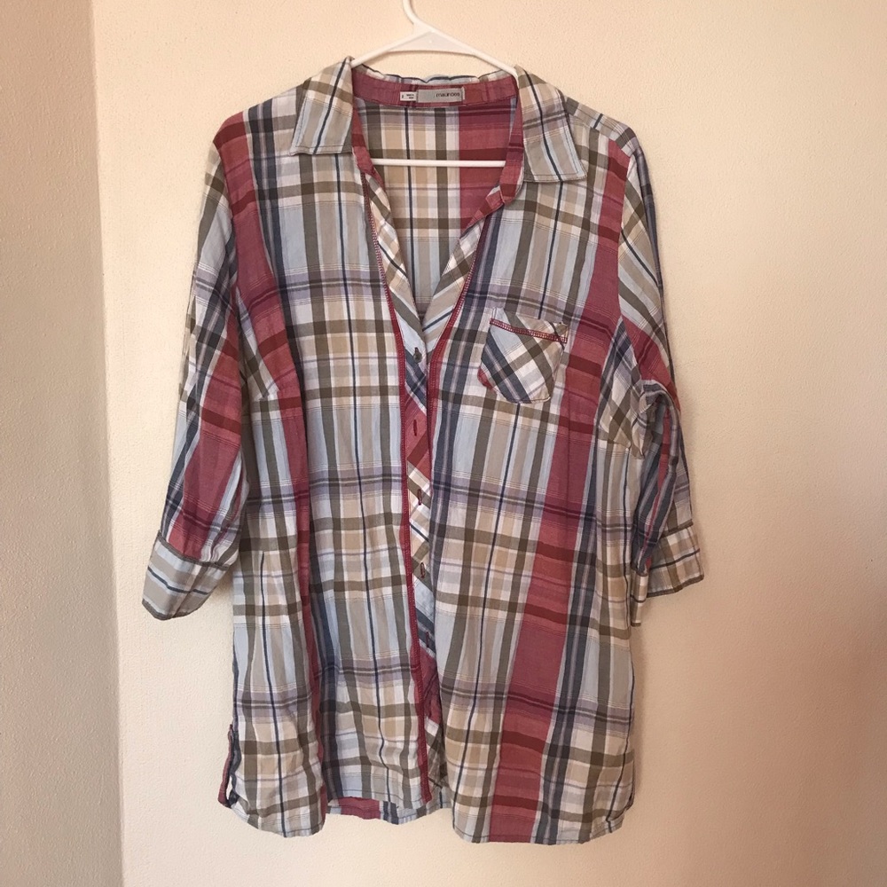 plaid button down